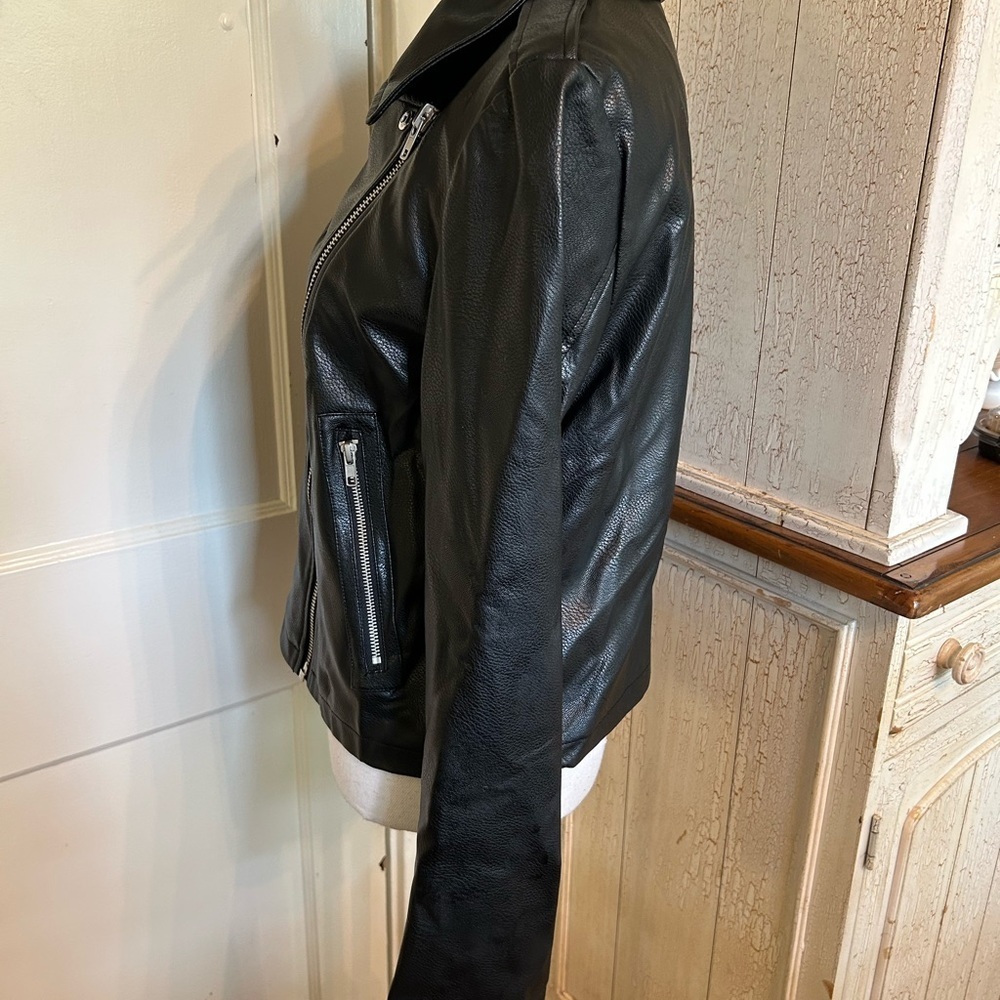 ASOS Faux Leather Moto Jacket with Asymmetrical Zipper - Picture 5 of 15